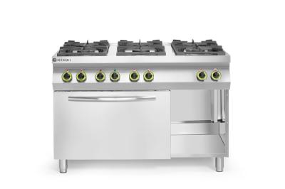 Gasni šporet 6 plamenika sa konvekcionom rernom GN 1/1, HENDI, Kitchen Line, 230V/3000W, 28,5kW, 1200x722x(H)900mm