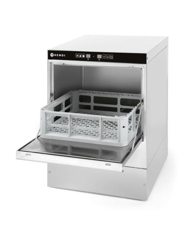 Mašina za pranje čaša 40x40 - elektromehanička kontrola, HENDI, Sa odvodnom i pumpom za deterdžent, 230V/2800W, 470x510x(H)710mm