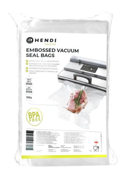 Reljefne kese za vakumiranje sa hermetičkim zatvaračem, HENDI, 100 kom, 150x250mm