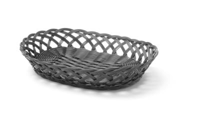 Korpe s pletenim stranama, HENDI, Ovalno, Crna, 320x230x(H)55mm