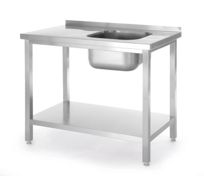 Sto sa sudoperom i policom, pričvršćen šrafovima, HENDI, Kitchen Line, 800x600x(H)850mm