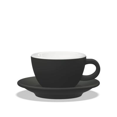 Clubhouse Tulip Cappuccino Cup 210cc - Porcelain & Saucer - Black