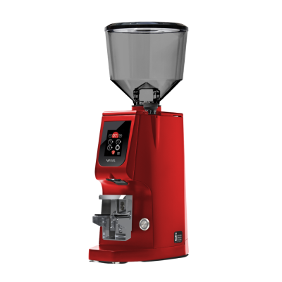 Eureka Atom W 65 Coffee Grinder - Precision & Efficiency - Hardened Steel - Red - Tall Smoked Hopper - 220 V