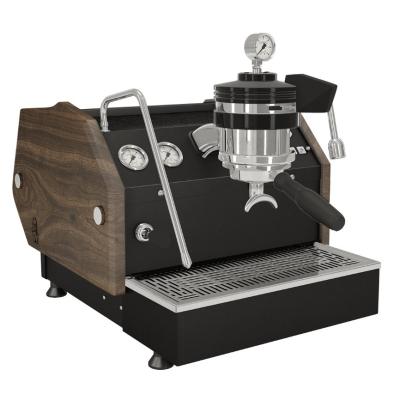 La Marzocco GS3 MP Flat Black Espresso Machine - Walnut Side Panels - 220 V
