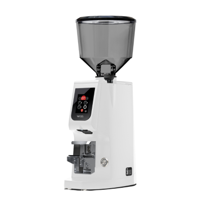Eureka Atom W 65 Coffee Grinder - Precision & Efficiency - Red Speed - White - Blow Up Tall Smoked Hopper - 110 V