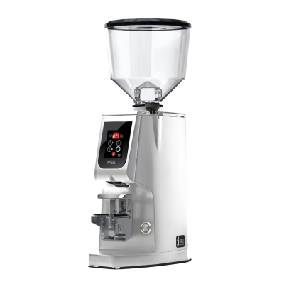 Eureka Atom W 65 Coffee Grinder - Precision & Efficiency - Titanium - Chrome - Blow Up Tall Hopper - 110 V