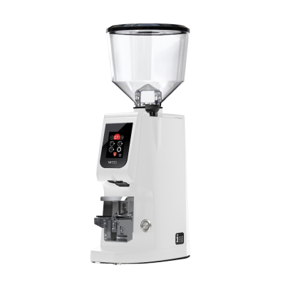 Eureka Atom W 65 Coffee Grinder - Precision & Efficiency - Titanium - White - Blow Up Tall Hopper - 220 V
