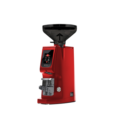 Eureka Atom W 75 Coffee Grinder - Advanced Grinding - Titanium - Red - Short Smoked Hopper - 110 V