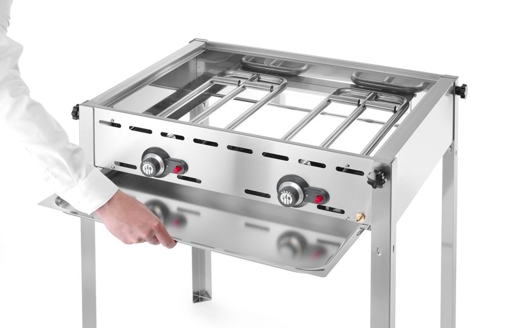 Green Fire roštilj sa 2 plamenika, HENDI, Profi Line, Gastronorm 1/1 rešetka i roštilj od emajliranog livenog gvožđa, 11,6kW, 740x615x(H)825mm
