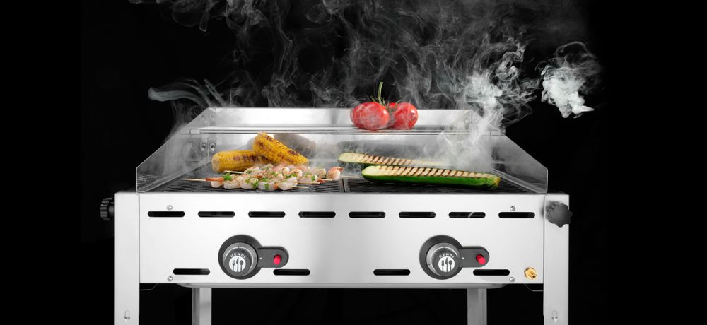 Green Fire roštilj sa 2 plamenika, HENDI, Profi Line, Gastronorm 1/1 2 rešetke za roštilj od nerđajućeg čelika, 11,6kW, 740x612x(H)825mm