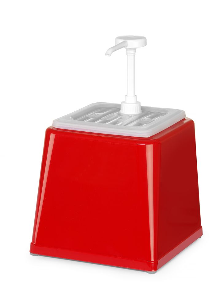 Dozator za sos s pumpicom, HENDI, 2,5L, Crvena, 230x210x(H)327mm