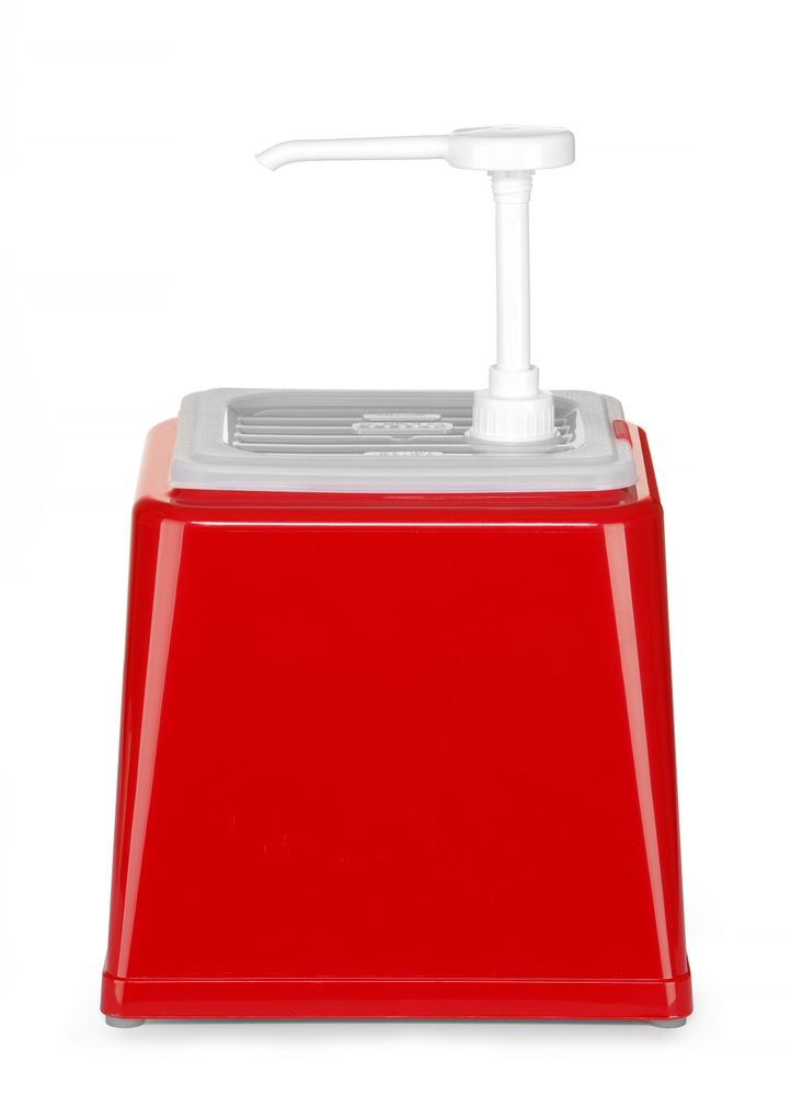 Dozator za sos s pumpicom, HENDI, 2,5L, Crvena, 230x210x(H)327mm