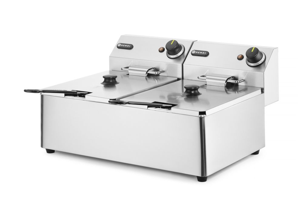 Friteza Kitchen Line - 2x 6L, HENDI, Kitchen Line, 12L, 230V/6600W, 550x430x(H)305mm