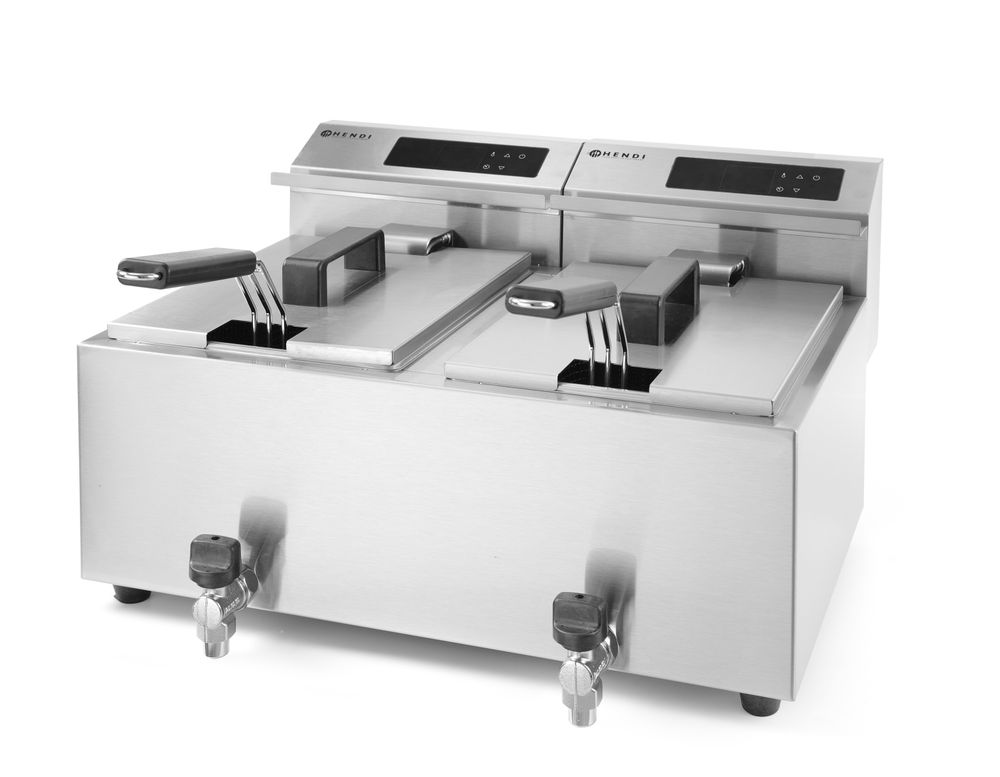 Friteza Profi Line sa ispusnim ventilom digitalna – 2 x 8 l, HENDI, Profi Line, 16L, 230V/7000W, 605x515x(H)350mm