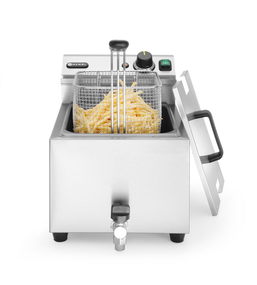 Friteza Profi Line sa ispusnim ventilom - 8 l, HENDI, Profi Line, 8L, Svetlosiva, 230V/3500W, 305x515x(H)354mm