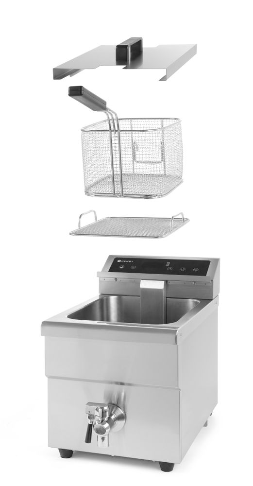 Indukciona friteza sa ispusnim ventilom - 8 l, HENDI, 8L, Svetlosiva, 230V/3500W, 288x619x(H)408mm