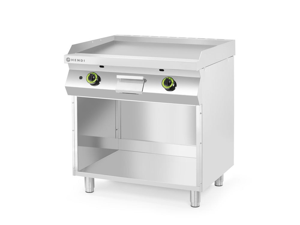 Gasna ploča za kuvanje s roštiljem, glatka, na ormariću zatvorenom s 3 strane, HENDI, Kitchen Line, 10kW, 800x700x(H)900mm