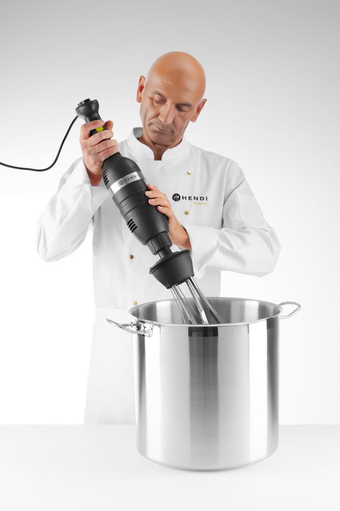 Komplet: Štapni mikser 350 sa promenljivom brzinom + mutilica + stalak za zidnu montažu, HENDI, Kitchen Line, Crna, 230V/350W, 110x324x(H)816mm