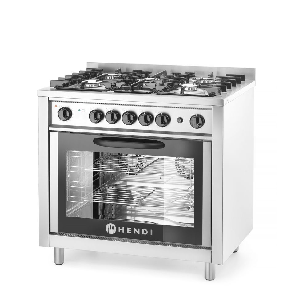 Gasni šporet - 5 gorionika sa električnom rernom, HENDI, Kitchen Line, Srebrna, 230V/2900W, 14,3kW, 900x653x(H)900mm