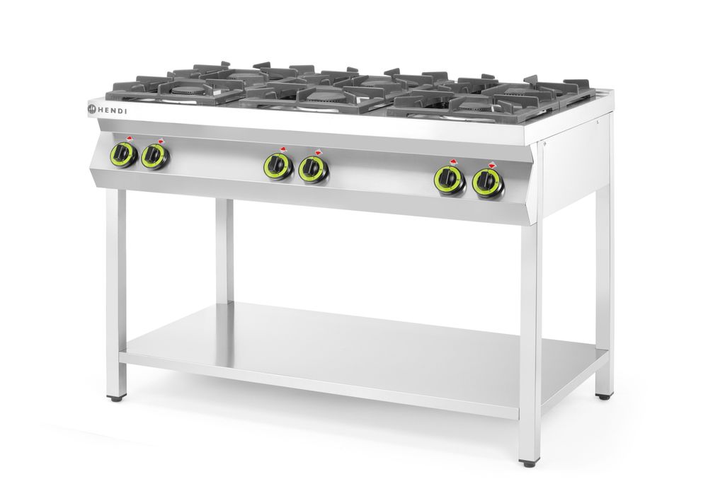 Gasni šporet sa 6 plamenika - otvoreno postolje, HENDI, Kitchen Line, 28,5kW, 1200x700x(H)900mm