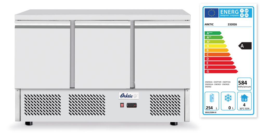 Pult za picu sa troja vrata i rashladnim displejom 380 + 40L, Arktic, 254L, 230V/400W, 1400x700x(H)1491mm