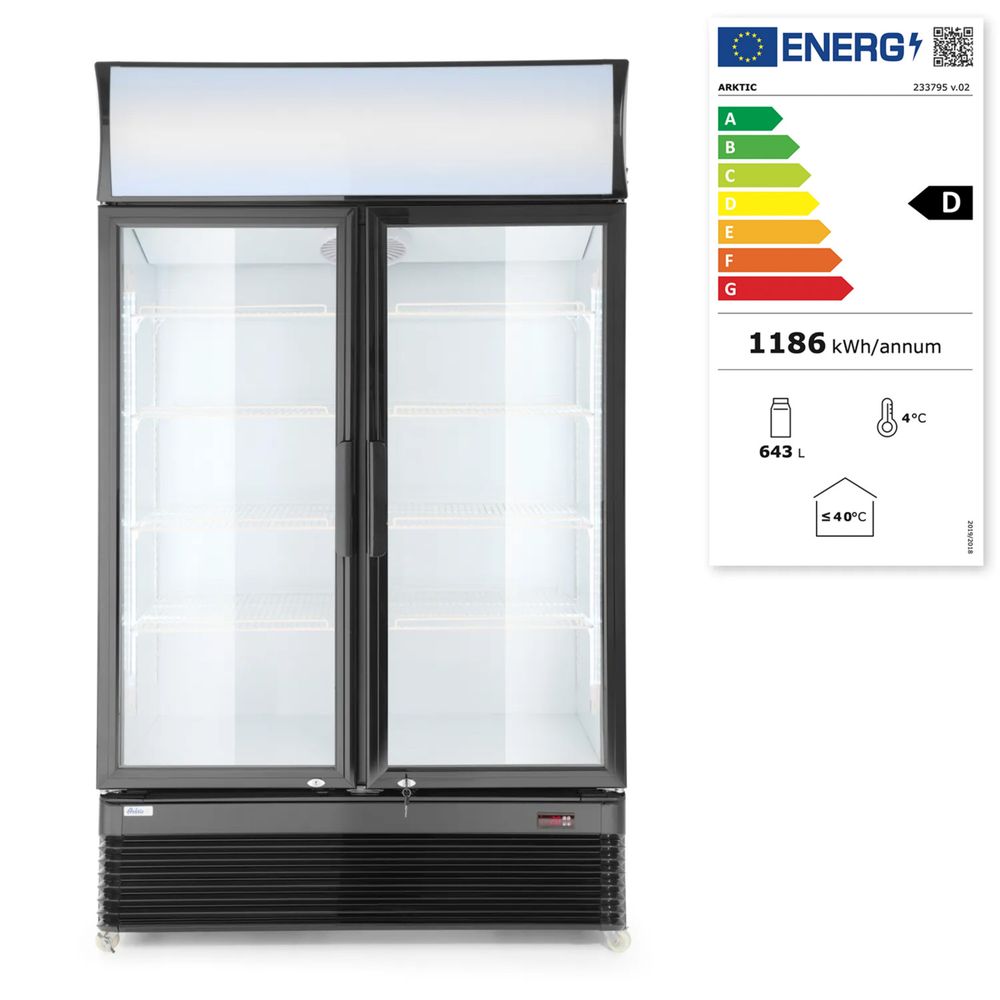 Pultni frižider sa pozadinskim osvetljenjem, sa dvostrukim vratima, Arktic, 512L, Crna, 220-240V/510W, 1120x585x(H)1900mm