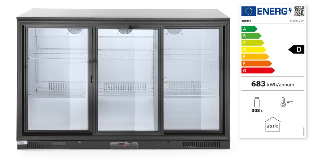 Pultni frižider sa trostrukim kliznim vratima, Arktic, 254L, Crna, 220-240V/160W, 1350x520x(H)865mm