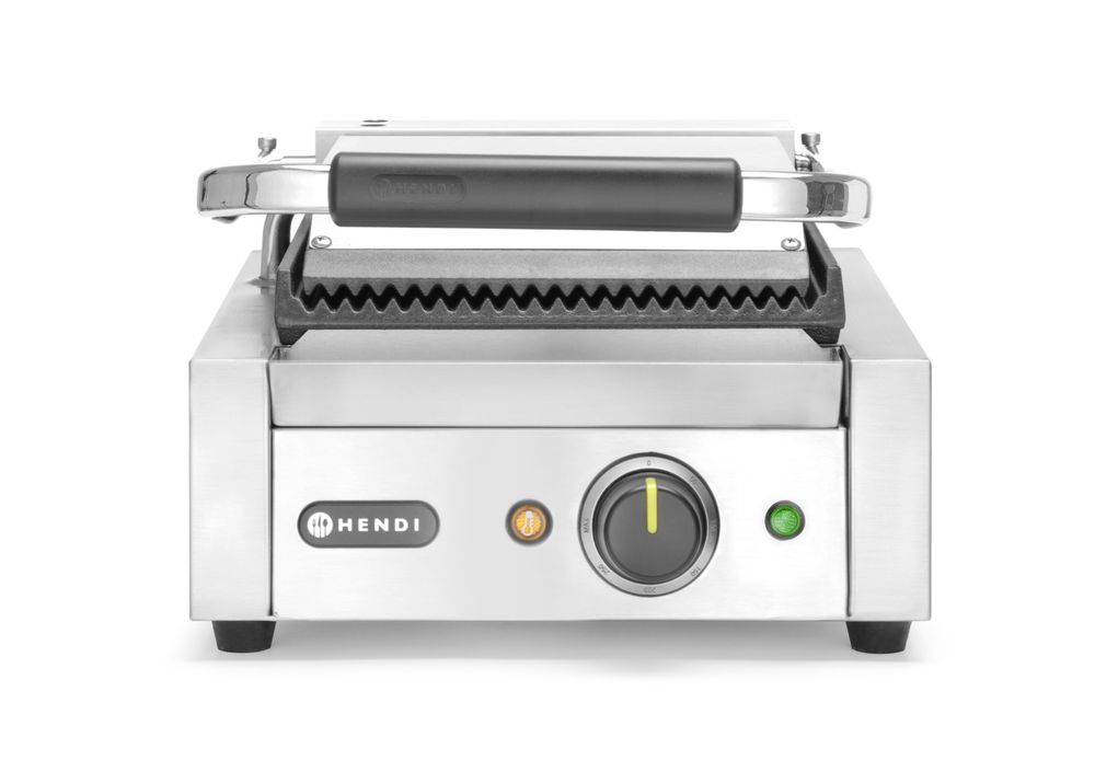 Kontaktni roštilj - jednostruki, HENDI, Rebrasti vrh i dno, 230V/1800W, 310x375x(H)216mm