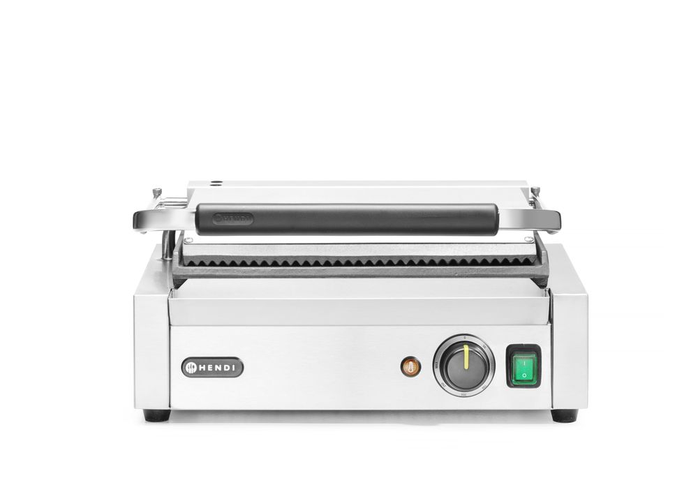 Kontaktni roštilj Panini, HENDI, Rebrasti vrh i glatko dno, 230V/2200W, 430x375x(H)216mm