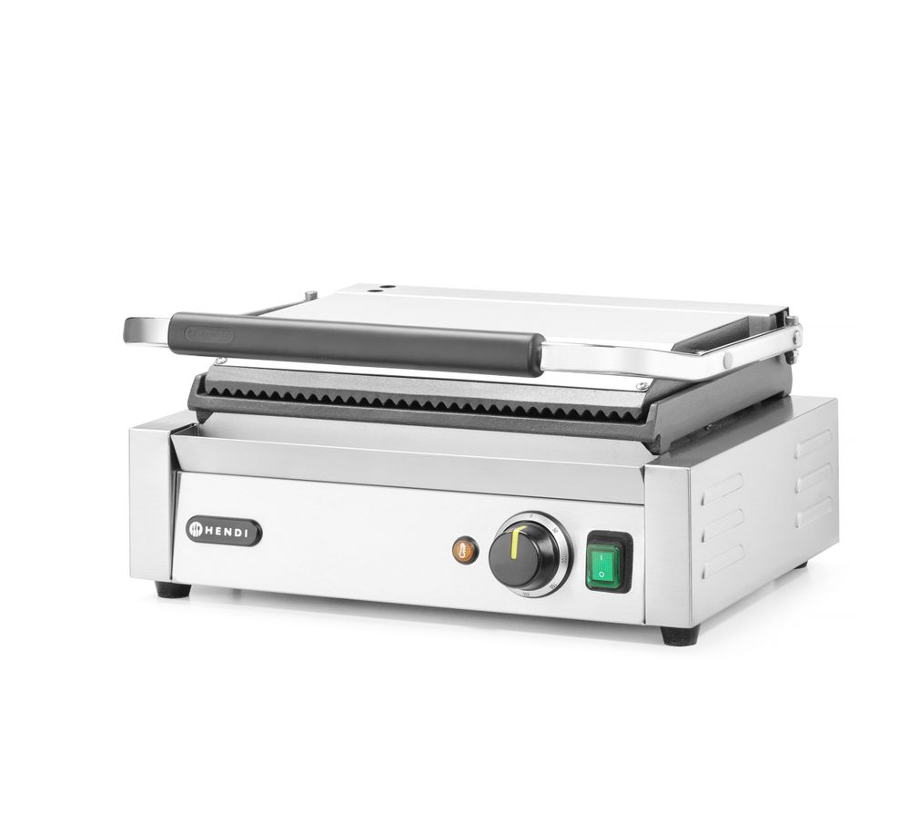 Kontaktni roštilj Panini, HENDI, Rebrasti vrh i glatko dno, 230V/2200W, 430x375x(H)216mm