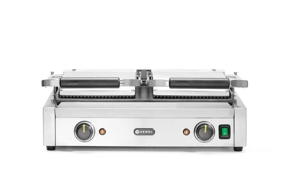 Kontaktni roštilj - dvostruki, HENDI, Rebrasti vrh i glatko dno, 230V/3600W, 570x375x(H)216mm