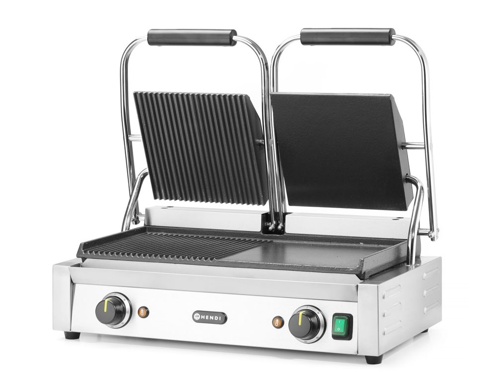 Kontaktni roštilj - dvostruki, HENDI, Polu-glatko, polu-rebrasto, 230V/3600W, 570x375x(H)216mm