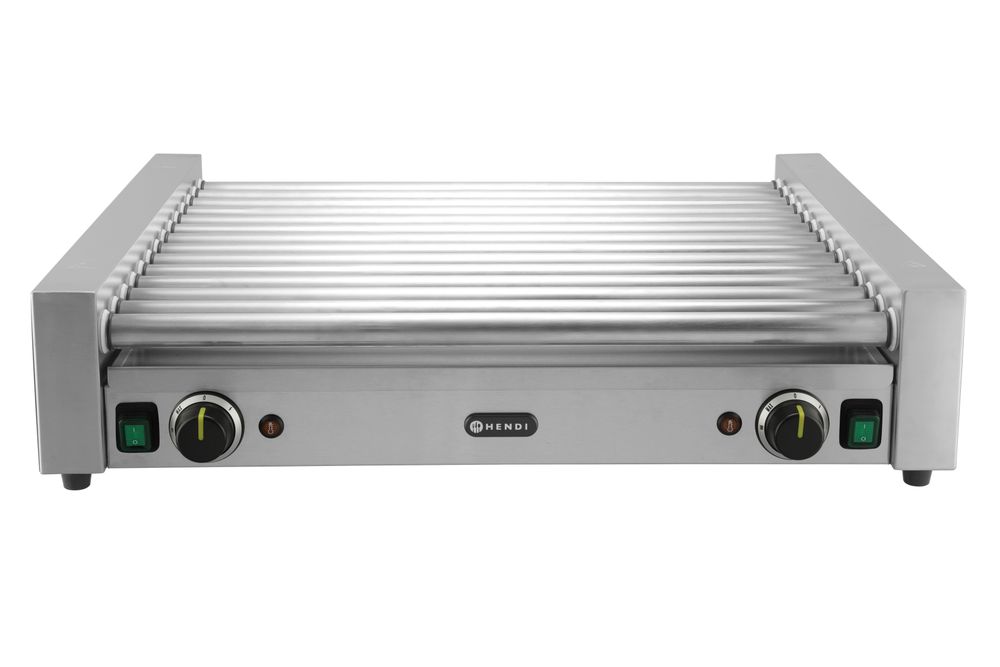 Roštilj sa valjcima za kobasice XL - 2 zone, HENDI, 14 valjaka, Srebrna, 220-240V/2000W, 732x590x(H)168mm