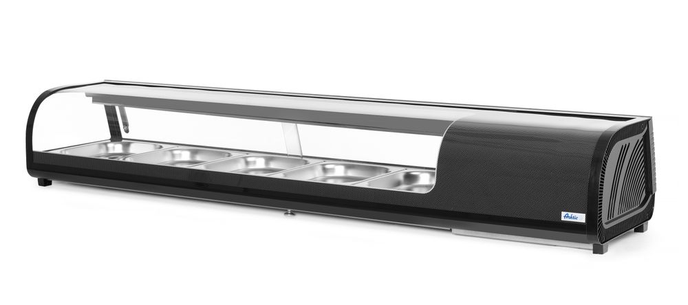 Sushi display, Arktic, Kapacitet: 5x GN 1/2 (V)40 mm (uključeni spremnici)., Crna, 220-240V/190W, 1800x420x(H)265mm