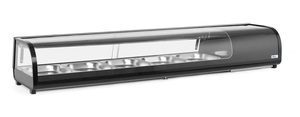 Sushi display, Arktic, Kapacitet: 5x GN 1/2 (V)40 mm (uključeni spremnici)., Crna, 220-240V/190W, 1800x420x(H)265mm