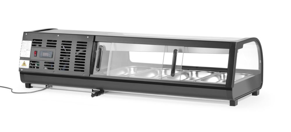 Sushi display, Arktic, Uključeni spremnici: 4x GN 1/3 (V) 40 mm., GN 1/3, Crna, 220-240V/190W, 1177x426x(H)296mm