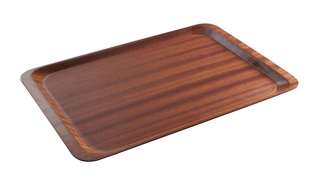 Tacna za posluživanje, pravougaona, protivklizna, laminirana, AmerBox, Euronorm, Od mahagonija, 370x530mm
