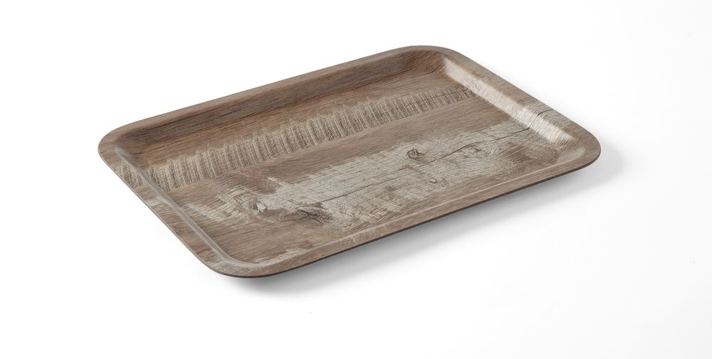 Posuda za posluživanje s uzorkom drveta od melamina, AmerBox, Tamno drvo, 240x340mm