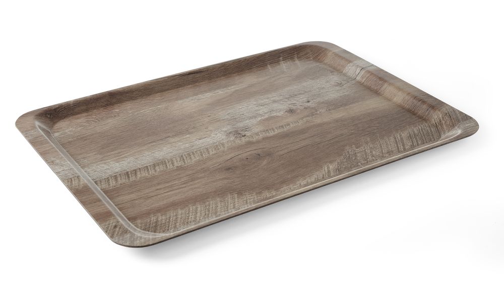 Posuda za serviranje sa uzorkom drveta od melamina, AmerBox, Tamno drvo, 370x530mm