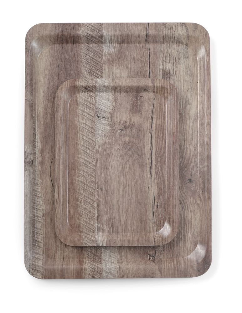 Posuda za serviranje sa uzorkom drveta od melamina, AmerBox, Tamno drvo, 370x530mm