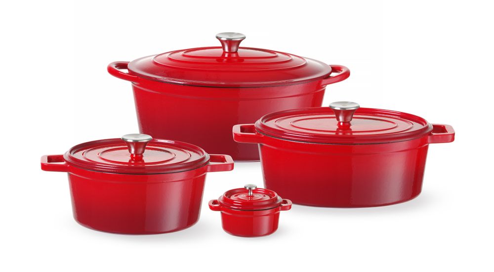 Emajlirana posuda od lijevanog željeza, HENDI, 0,27L, Crvena, 130x100x(H)48mm