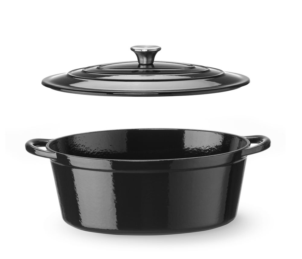 Emajlirana posuda od lijevanog željeza, HENDI, 6,88L, Crna, 405x255x(H)134mm