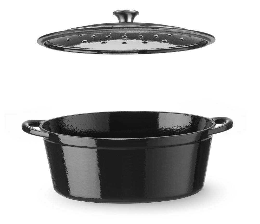Emajlirana posuda od lijevanog željeza, HENDI, 6,88L, Crna, 405x255x(H)134mm