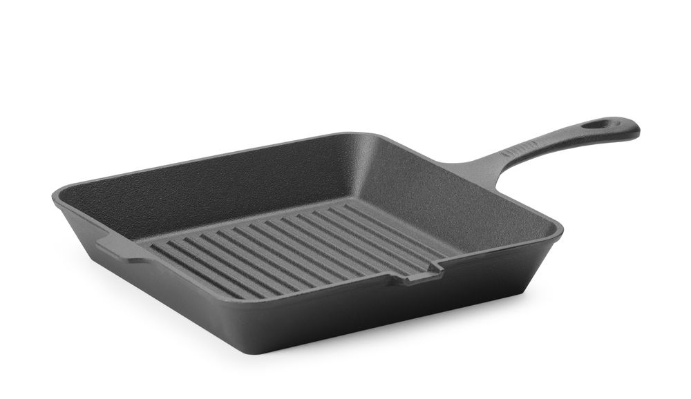 Grill tava od lijevanog željeza, HENDI, Crna, 250x250x(H)50mm, Kvadrat