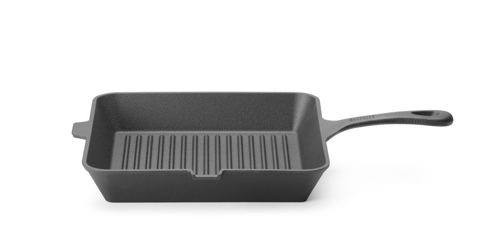 Grill tava od lijevanog željeza, HENDI, Crna, 250x250x(H)50mm, Kvadrat