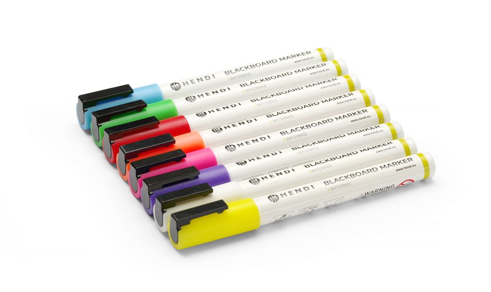 Markeri za tablu za pisanje 3 mm, HENDI, 1 beli, 1 crveni, 1 plavi, 1 zeleni, 1 žuti, 1 ljubičasti, 1 narandžasti i 1 roze marker
