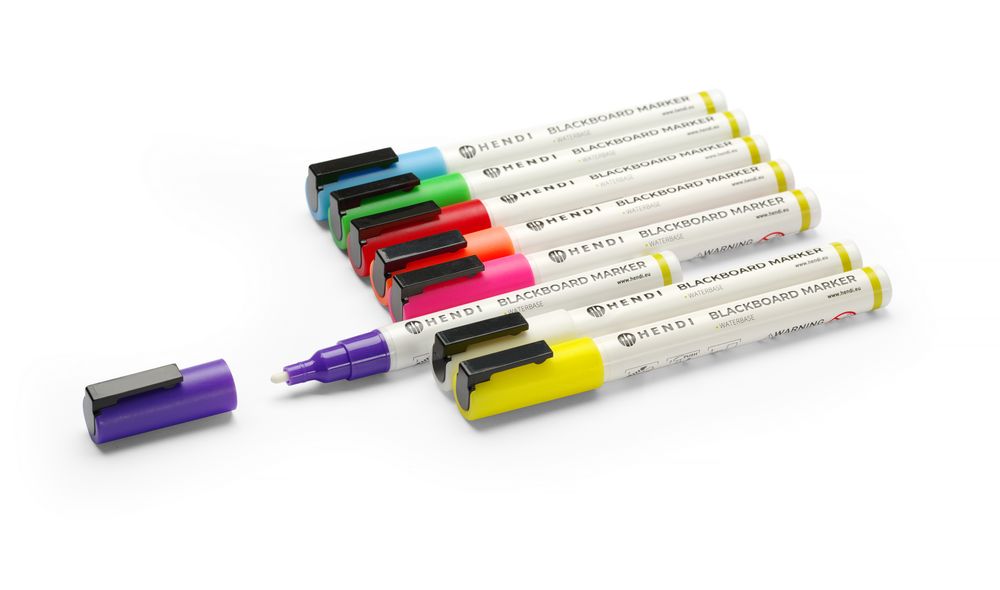 Markeri za tablu za pisanje 3 mm, HENDI, 1 beli, 1 crveni, 1 plavi, 1 zeleni, 1 žuti, 1 ljubičasti, 1 narandžasti i 1 roze marker