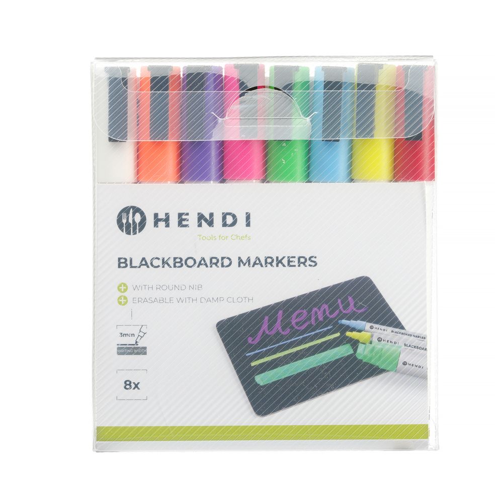 Markeri za tablu za pisanje 3 mm, HENDI, 1 beli, 1 crveni, 1 plavi, 1 zeleni, 1 žuti, 1 ljubičasti, 1 narandžasti i 1 roze marker