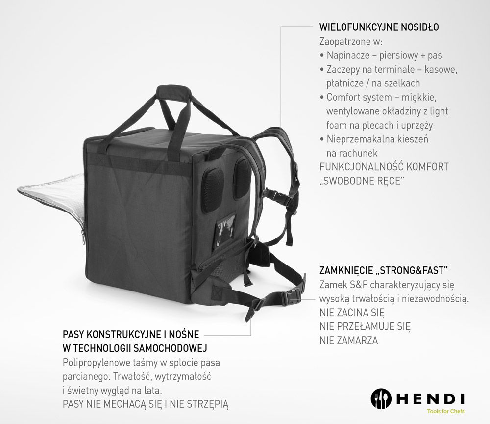Termoizolovana torba za dostavu hrane, HENDI, 75,2L, Crna, 410x410x(H)480mm