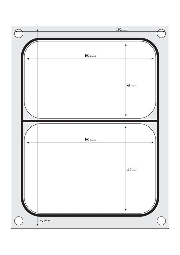 Matrica za zaptivanje posuda, HENDI, dvodelni spremnik 227x178 mm